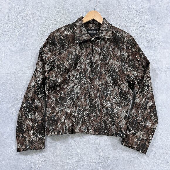 Mesmerize Full Zip Jacket Womens L Retro Trim Floral USA Floral Print - Picture 1 of 10